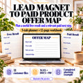 Lead magnet to paid product planner with a five-tab workbook, 12-page guide and 11 customer files