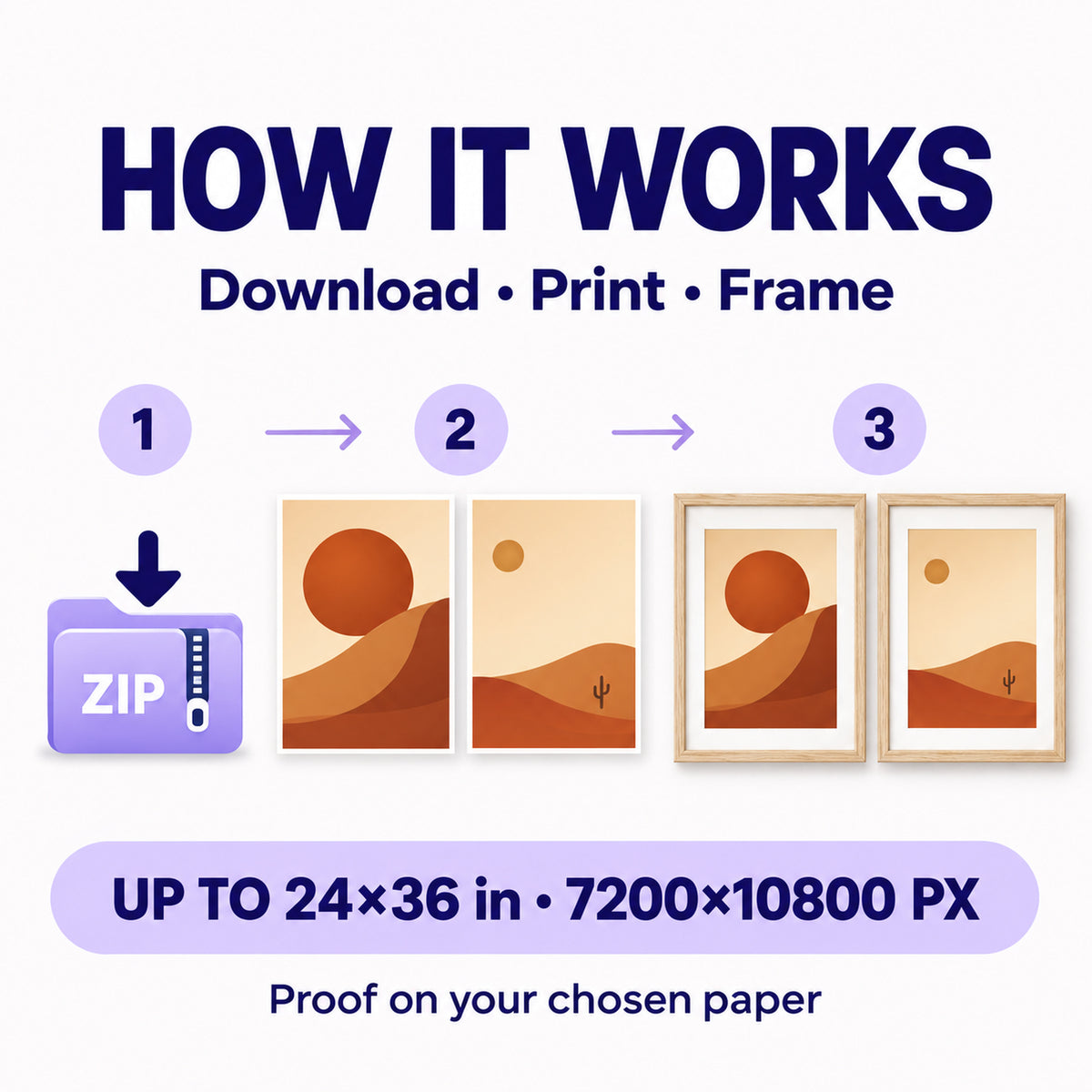 How to download, print and frame the two Terracotta Desert Sun 2:3 portrait artworks