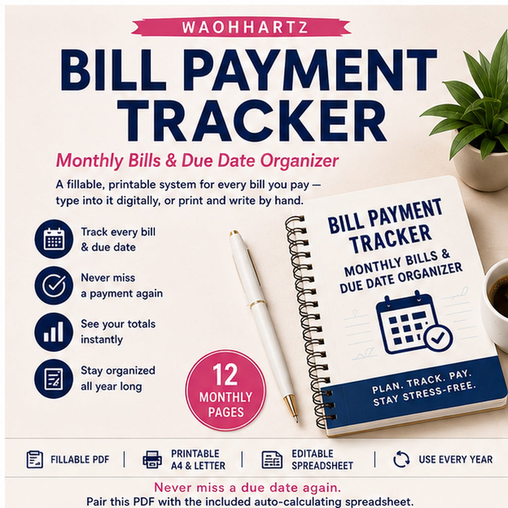 Bill Payment Tracker — Monthly Bills & Due Date Organizer