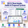 SEO Client Intake Audit and Proposal System showing intake form, audit report, proposal and dashboard