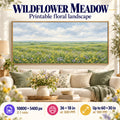 Wildflower Meadow printable living room wall art single panorama shown above a country-style sofa