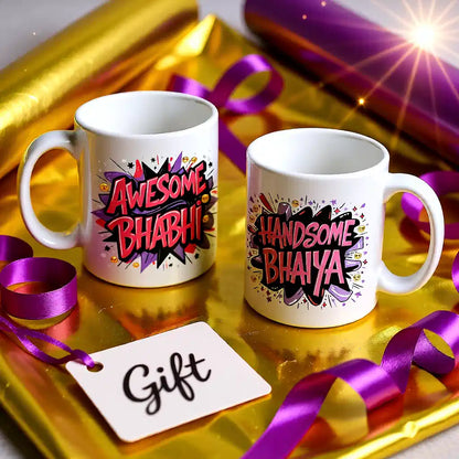 Awesome Bhabhi & Handsome Bhaiya Mugs