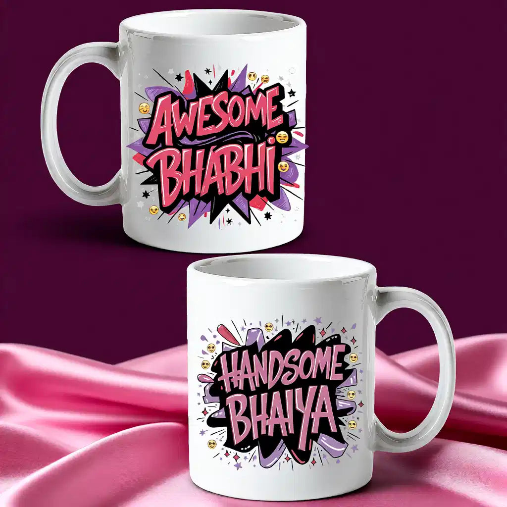 Awesome Bhabhi & Handsome Bhaiya Mugs