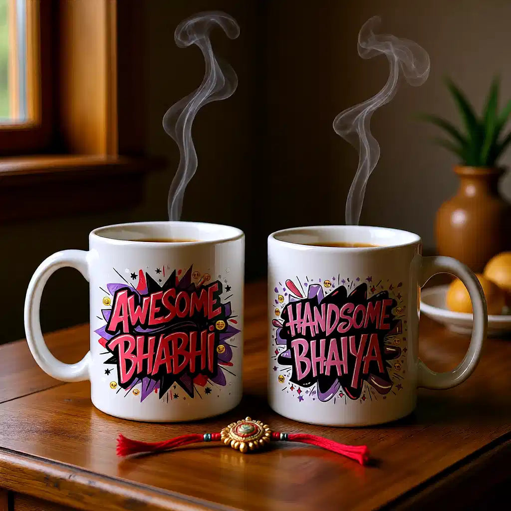 Awesome Bhabhi & Handsome Bhaiya Mugs