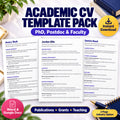 Academic CV template PhD postdoc publications, with Word and Google Docs layouts and a two-page industry option