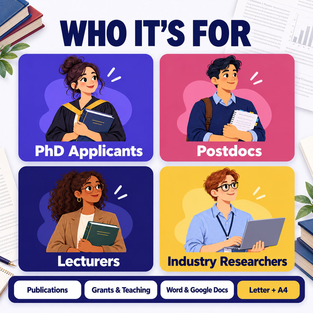 Academic CV templates for PhD applicants, postdocs, lecturers and industry researchers