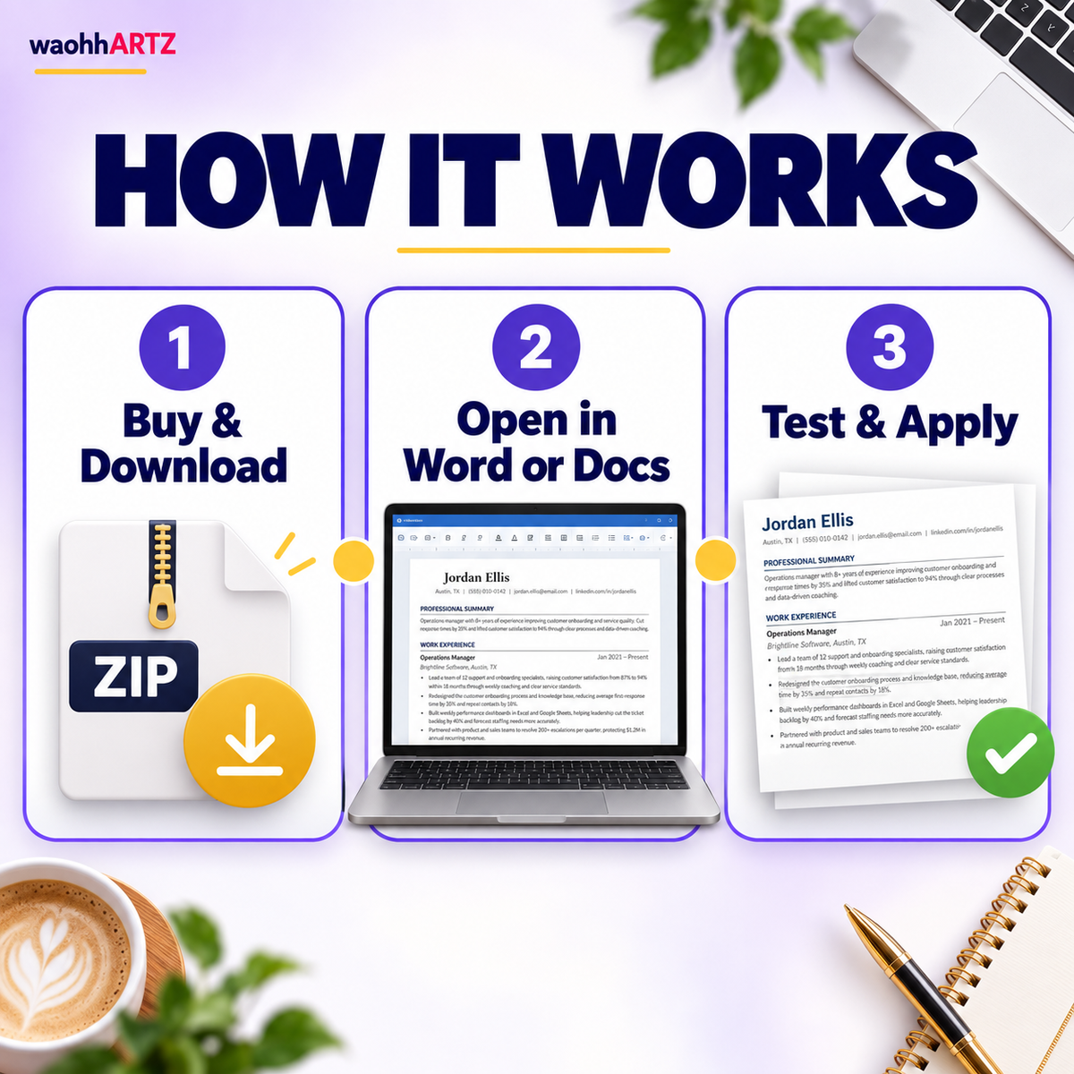 ATS Resume Template — Google Docs & Word — 12 Files, 1-Page & 2-Page, US Letter & A4 — Instant Download