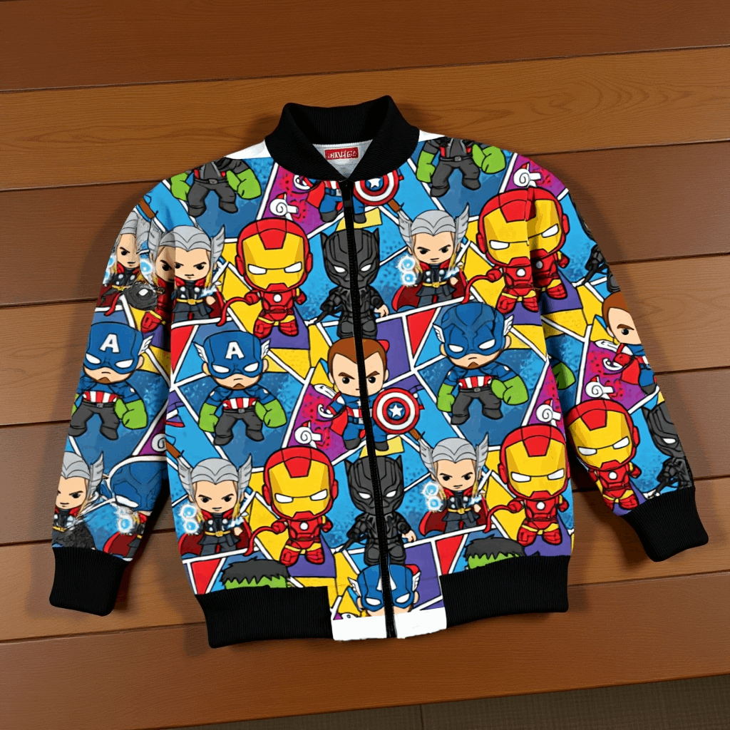 Avengers Allover Print Kids Premium Warm Bomber Jacket