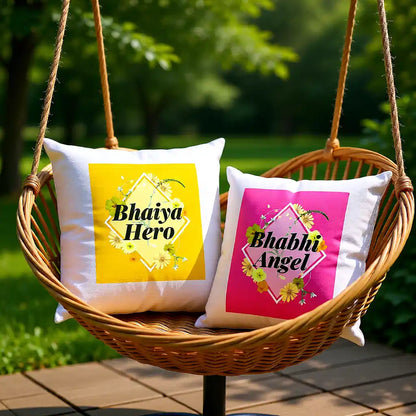 Bhaiya Hero & Bhabhi Angel Cushions