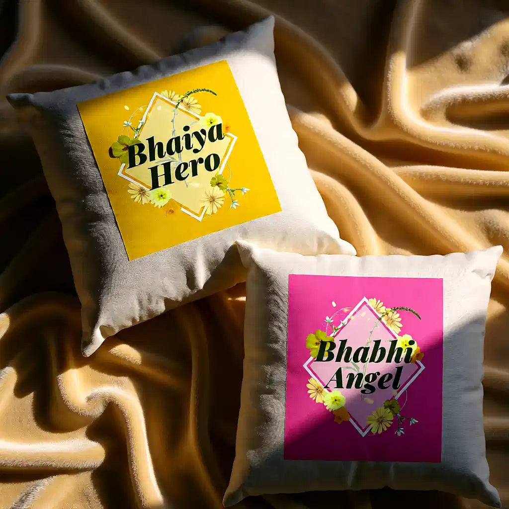 Bhaiya Hero & Bhabhi Angel Cushions