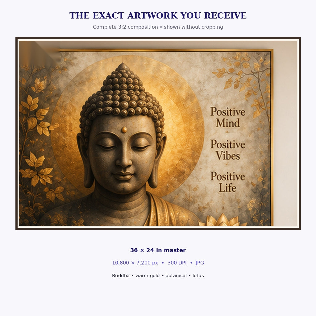 Exact Buddha Positive Vibes wall artwork included in the digital download