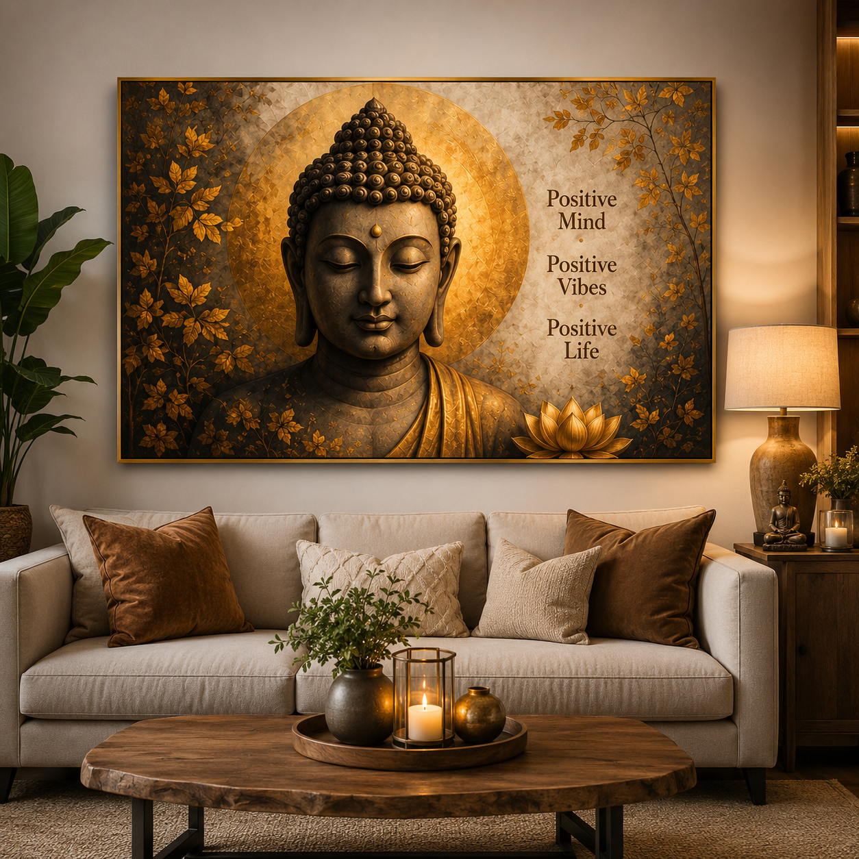 Buddha Positive Vibes Wall Art Print – Peaceful Living Room Digital Download