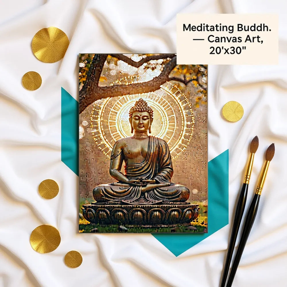 Serene Buddha Wall Art - White / 20X30 In - Frame