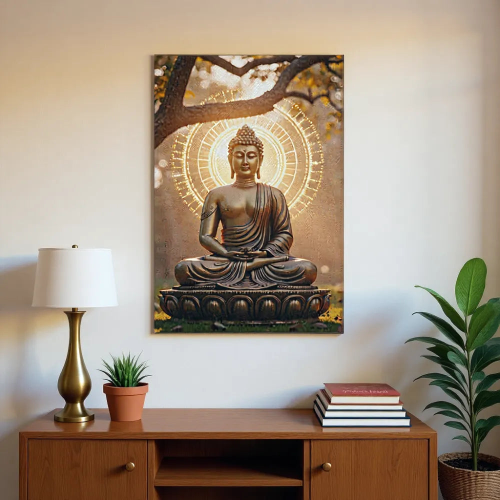 Serene Buddha Wall Art - White / 20X30 In - Frame
