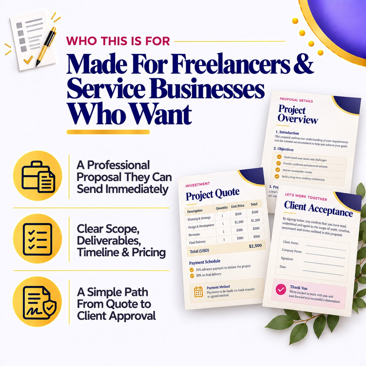 Business Proposal + Quote Kit – 18-Page Editable Canva Template + Print-Ready PDF