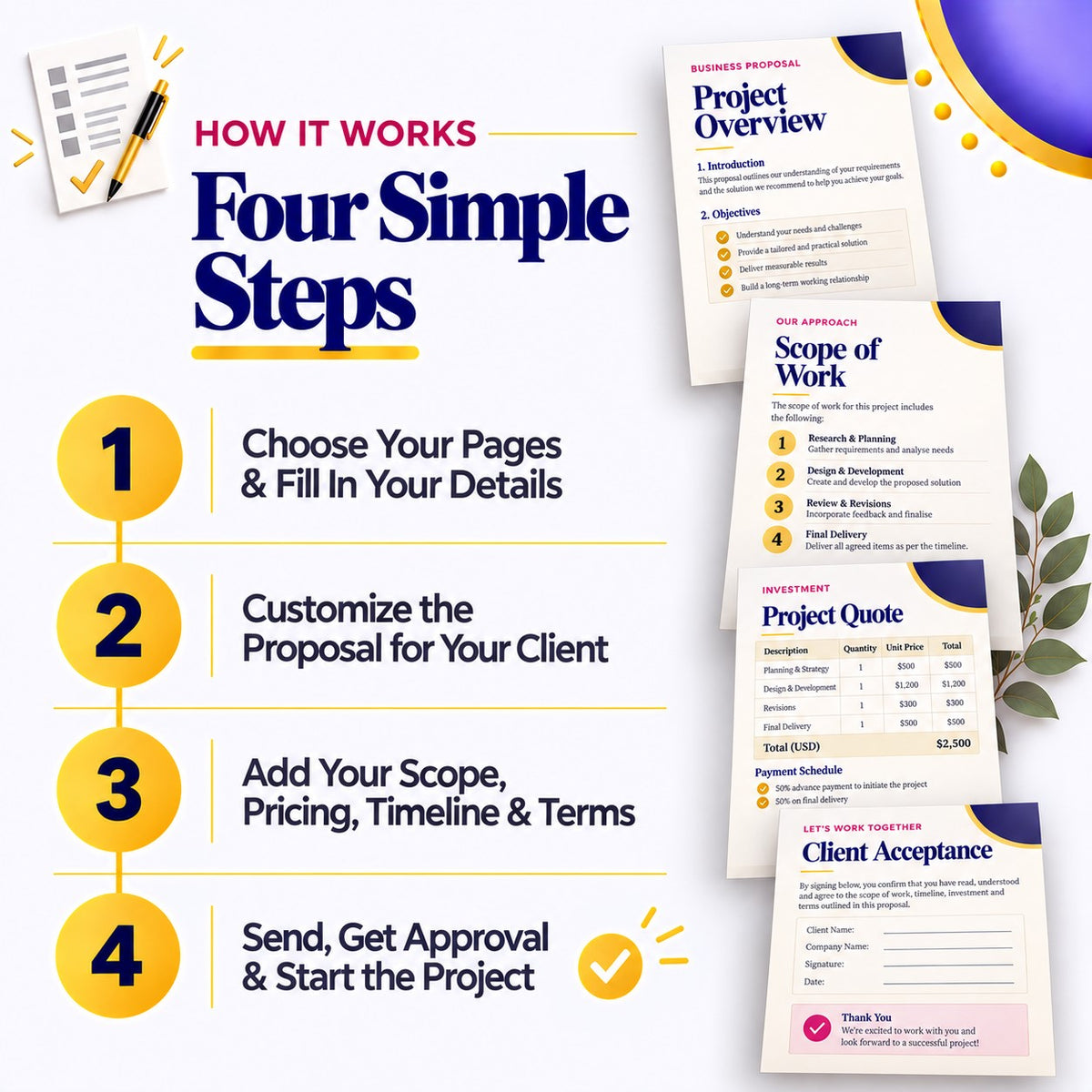 Business Proposal + Quote Kit – 18-Page Editable Canva Template + Print-Ready PDF
