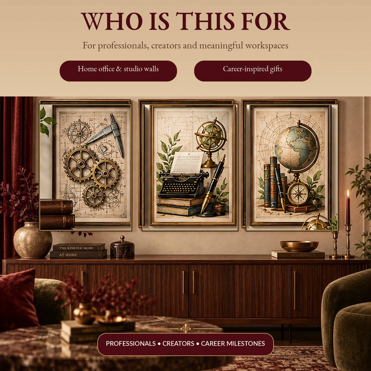 Career Symbol Office Art AI Prompt Kit for professionals, creators, home offices and career-inspired gift ideas; finished artwork is not included.