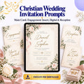 Christian Wedding Invitation Prompt Pack | Main Card + Engagement + Digital + Reception | Instant Download PDF