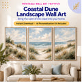 Coastal dune neutral landscape printable wall art triptych with AI Personalization Kit