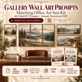 Coordinated Gallery Wall Studio AI art prompt kit overview with labelled example artwork; no finished art included.