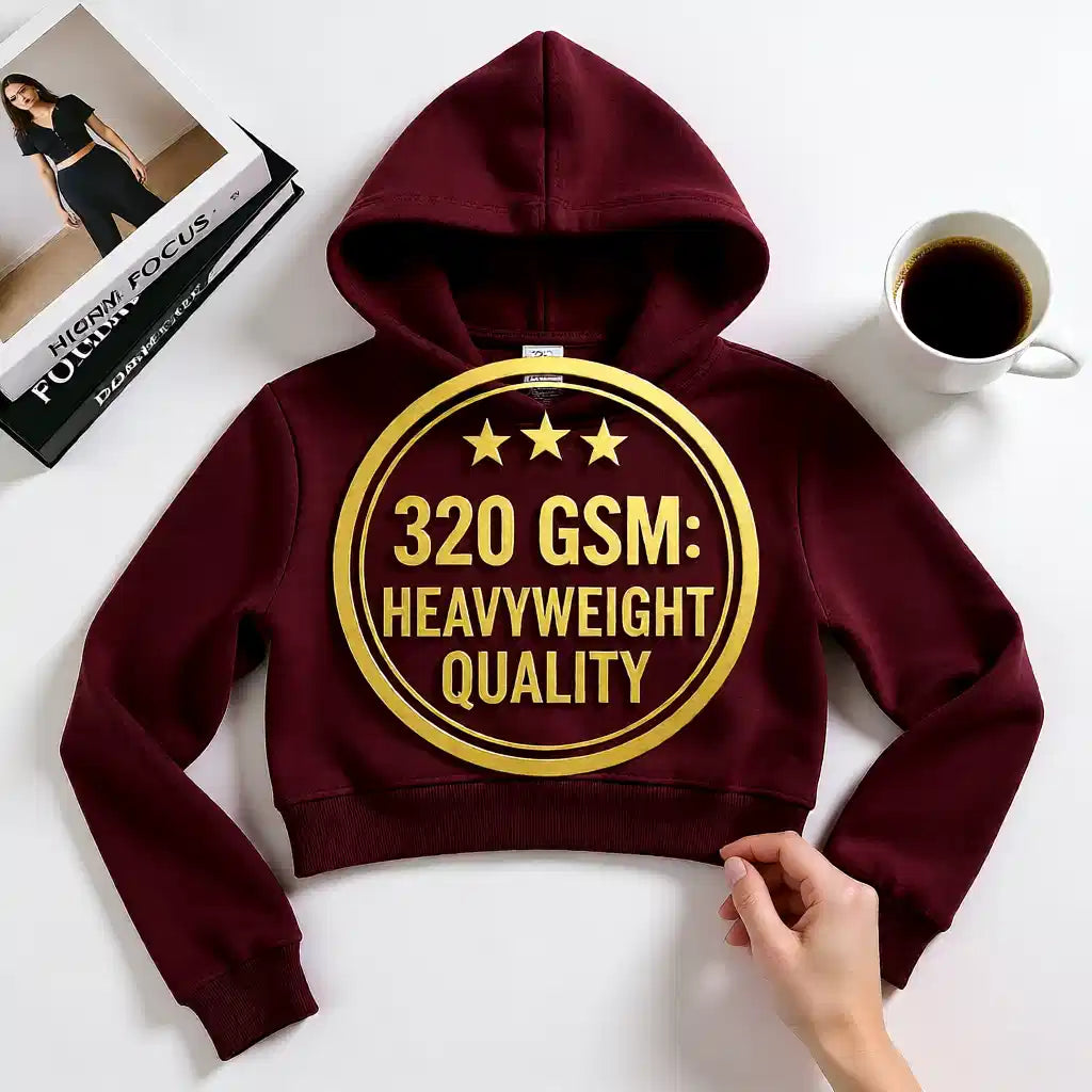 Trendy Cropped Cotton Hoodie