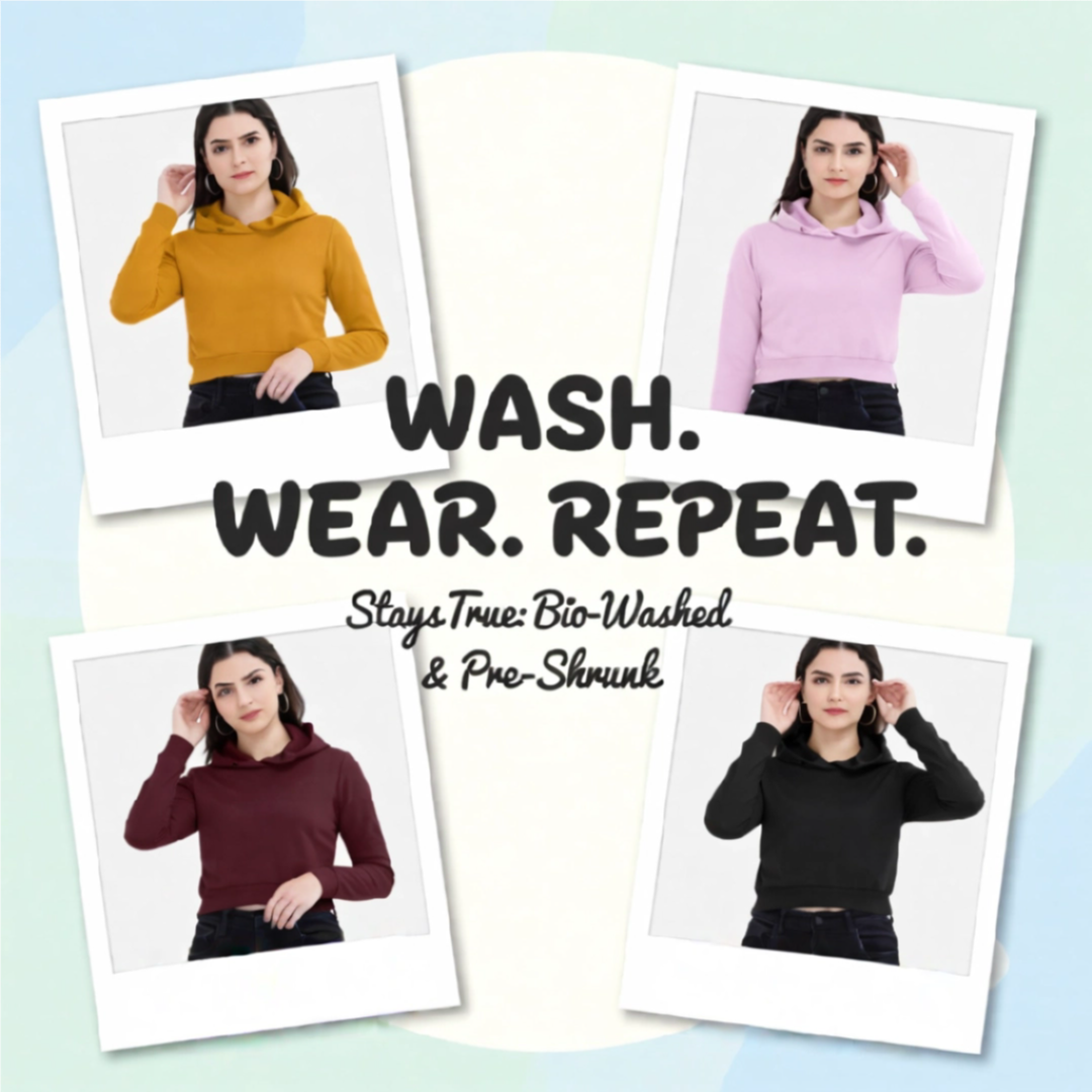 Trendy Cropped Cotton Hoodie