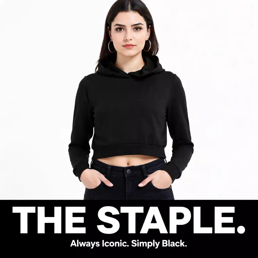 Trendy Cropped Cotton Hoodie