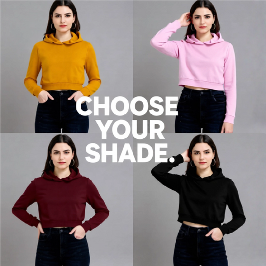 Trendy Cropped Cotton Hoodie