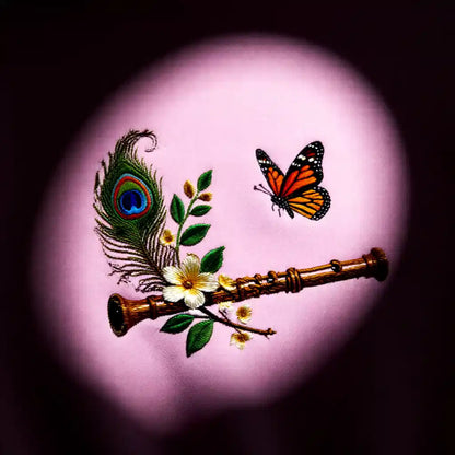 Divine Krishna Flute Printed Cropped Hoodie