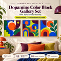 Dopamine Color Block Gallery Set printable wall art set of 3 in a colorful modern bedroom and living room setting