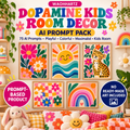 Dopamine kids room decor AI prompt pack with 75 prompts for playful colorful maximalist kids room art