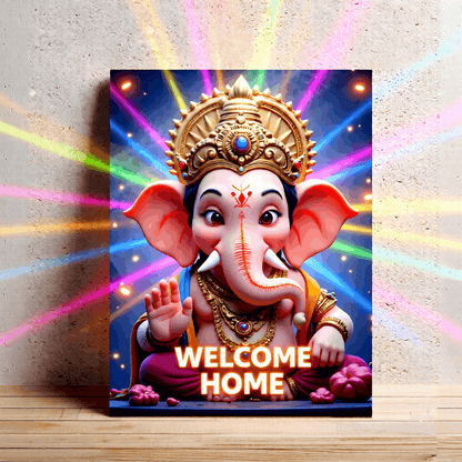 Lord Ganesha Welcome Home Metal Frame