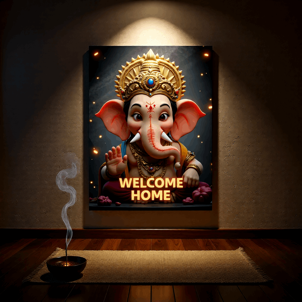 Lord Ganesha Welcome Home Metal Frame