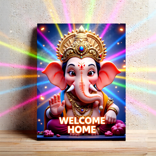 Lord Ganesha Welcome Home Metal Frame
