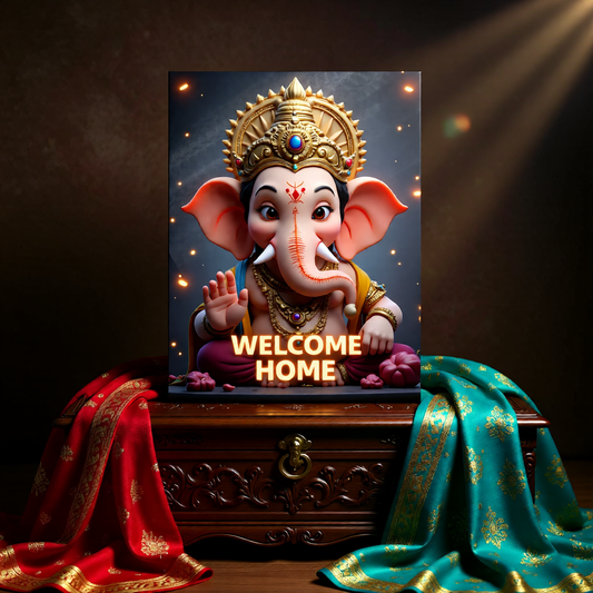 Lord Ganesha Welcome Home Metal Frame