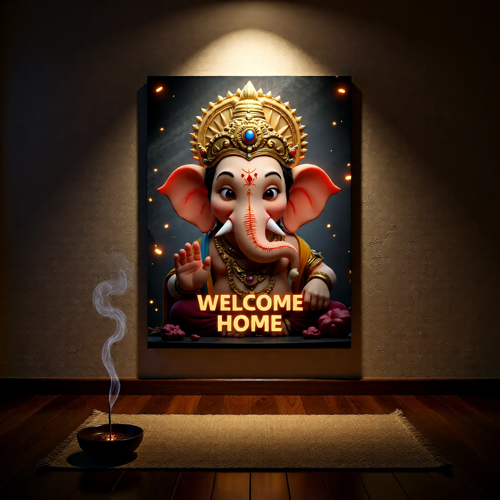 Lord Ganesha Welcome Home Metal Frame