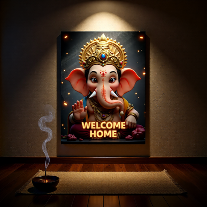 Lord Ganesha Welcome Home Metal Frame