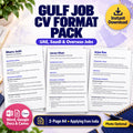 Gulf job CV format template UAE Saudi India with two-page A4 Word, Google Docs and Canva options