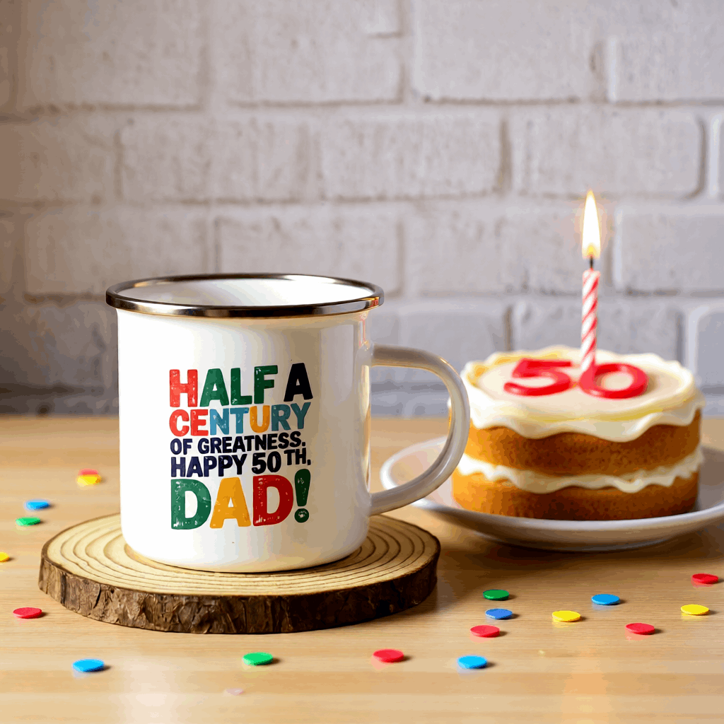 Half Century Dad White SS Mug