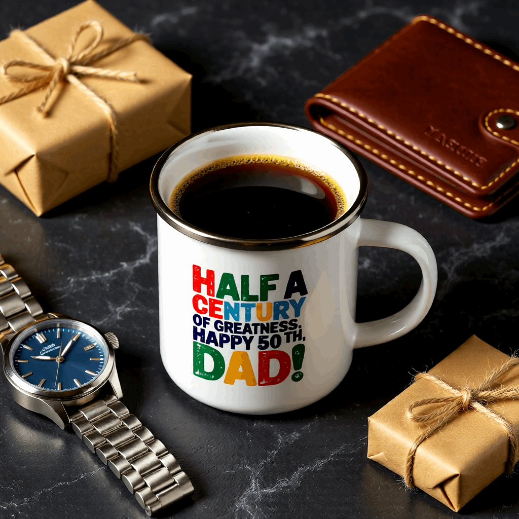Half Century Dad White SS Mug