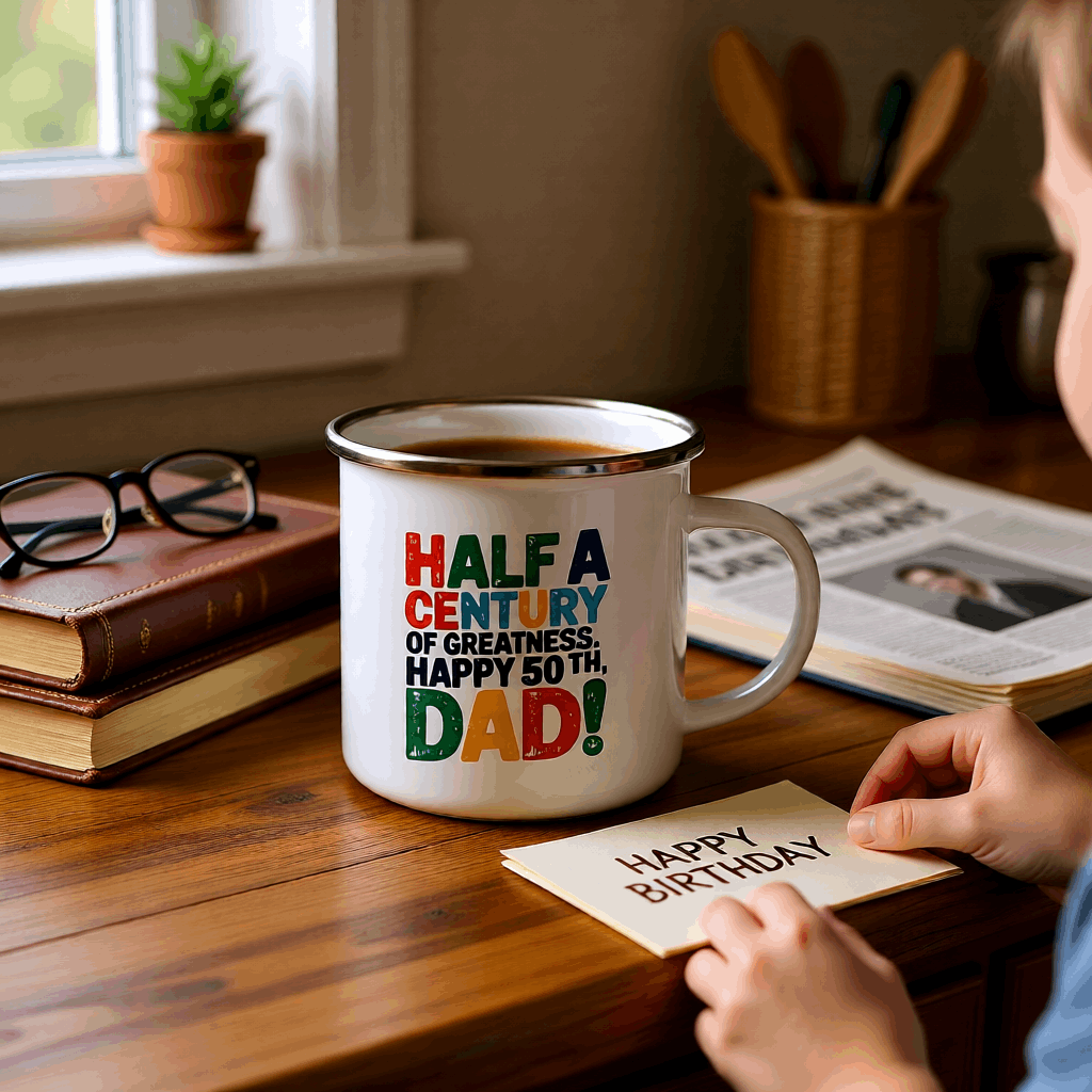 Half Century Dad White SS Mug