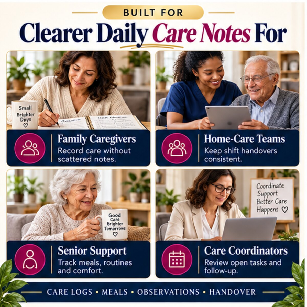 Home care daily log built for family caregivers home care teams senior support and care coordinators