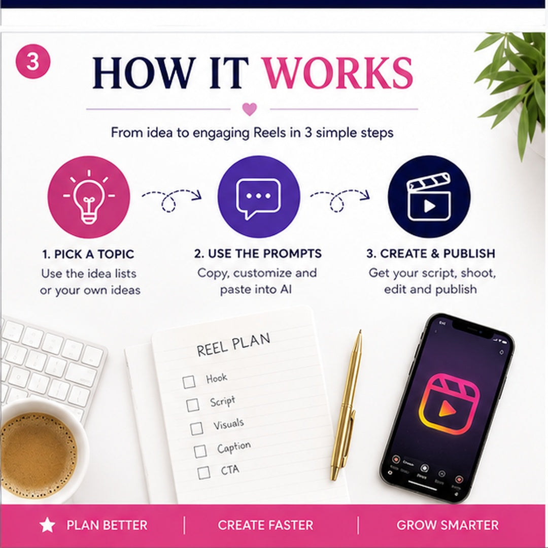 Instagram Reels Beginner Guide — workflow from idea to prompt to finished Reel