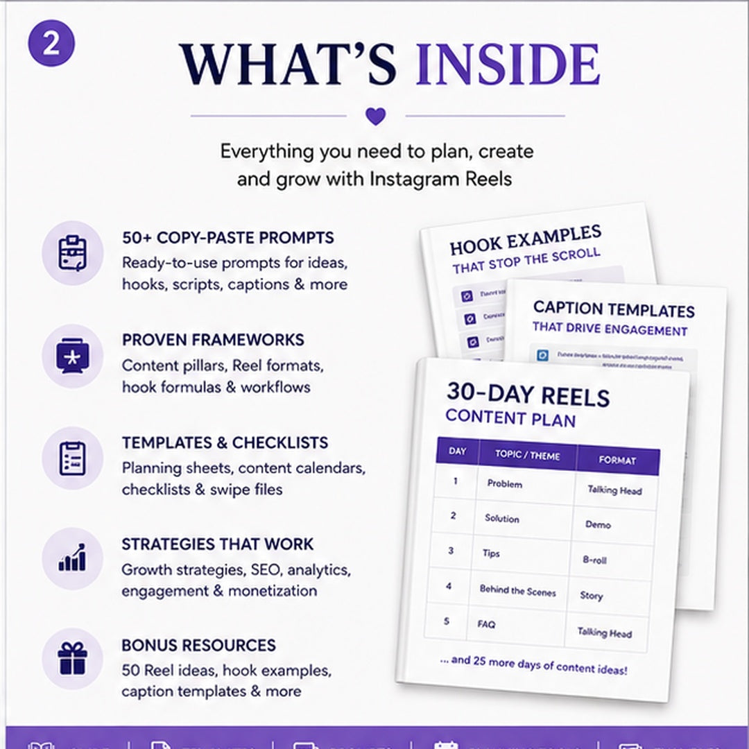 Instagram Reels Beginner Guide — prompts, templates, planning tools and content systems
