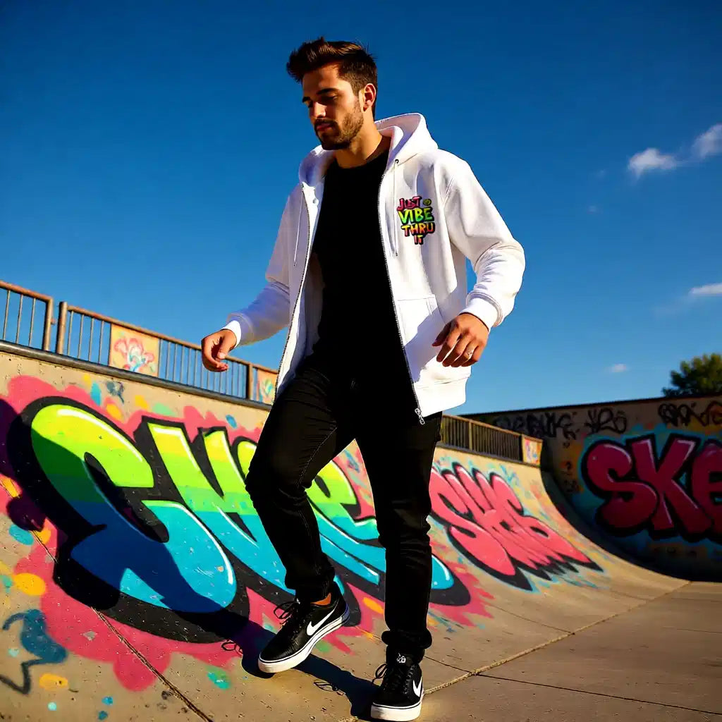 Just Vibe Thru It Unisex Zip Hoodie