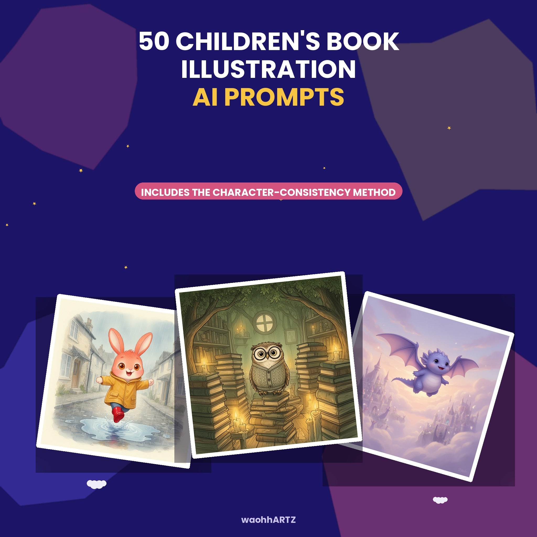 50 Children's Book Illustration AI Art Prompts — Midjourney, DALL-E, Stable Diffusion — Instant Download PDF