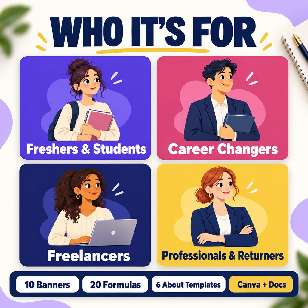 LinkedIn profile templates for freshers and students, career changers, freelancers, professionals and returners