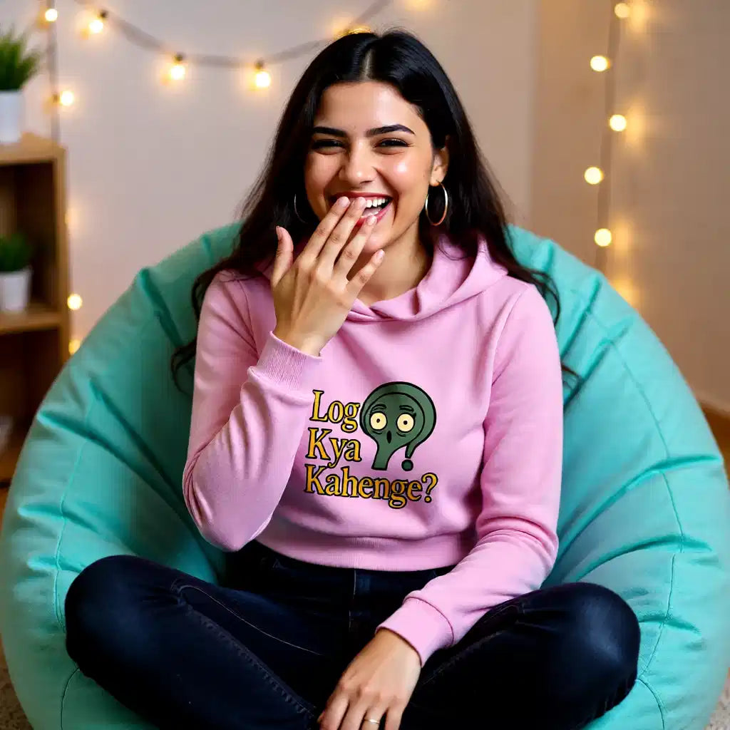 "Log Kya Kahenge" Cropped Hoodie