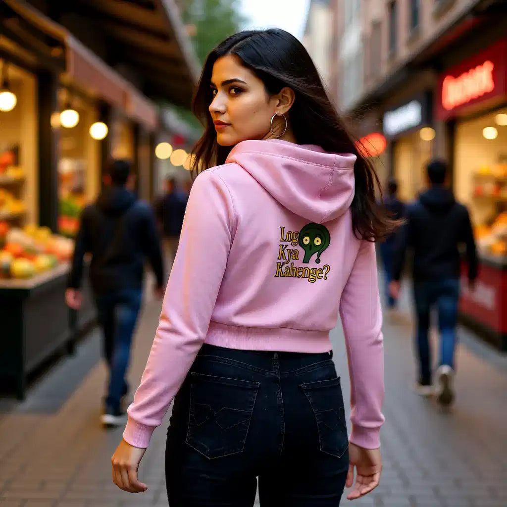 "Log Kya Kahenge" Cropped Hoodie