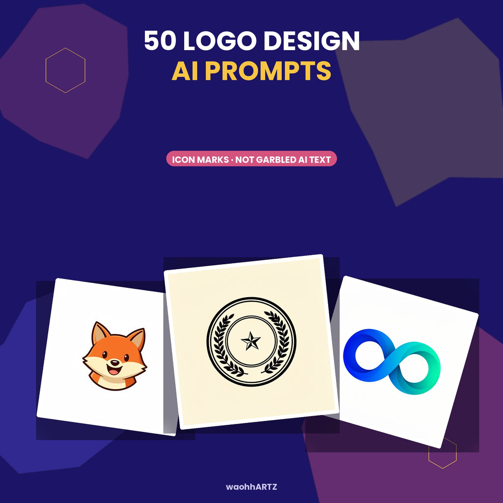50 Logo Design AI Prompts — Midjourney, DALL-E, Stable Diffusion — Instant Download PDF